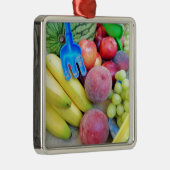 Summer Fruit, Food, Melon, Grappen, Perziken, Bana Metalen Ornament (Rechts)