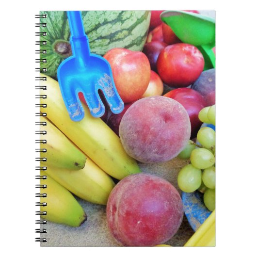 Summer Fruit, Food, Melon, Grappen, Perziken, Bana Notitieboek (Voorkant)
