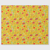 Summer Fruit Pattern | Heldergeel Cadeaupapier (Vlak)