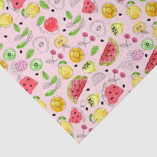 Summer Fruit Pattern | Lichtroze Tissuepapier (Detail)