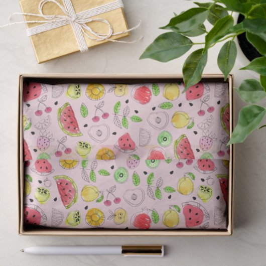 Summer Fruit Pattern | Lichtroze Tissuepapier (Geschenk)