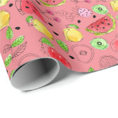Summer Fruit Pattern | Roos Roze Cadeaupapier (Rol Hoek)