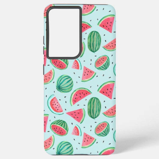 Summer Fruit Pattern | Watermeloen | rood groen Samsung Galaxy Hoesje (Achterkant)