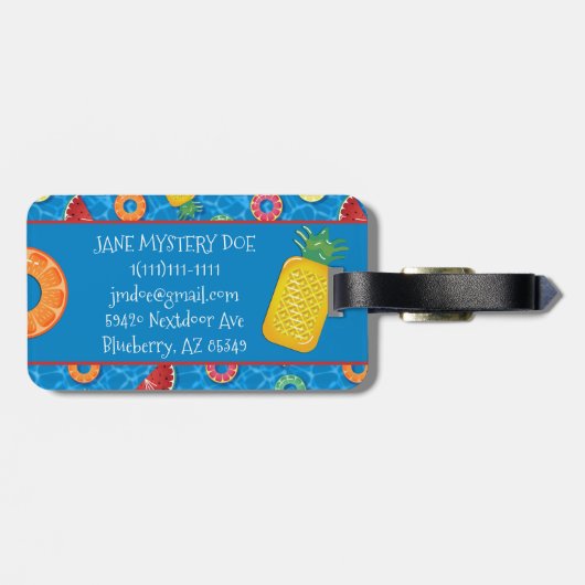 Summer Fruit Pool Floats - Blue Water Bagagelabel (Achterkant horizontaal)