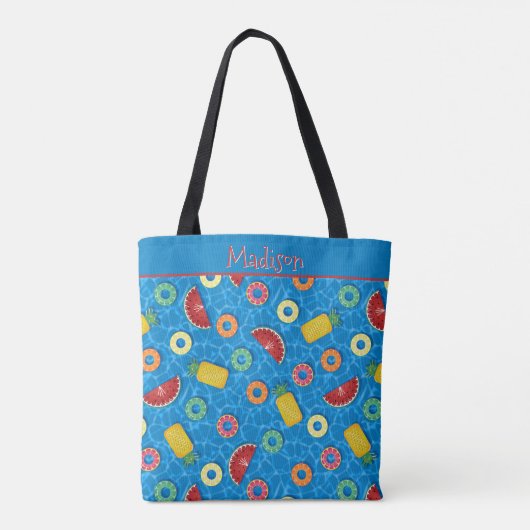 Summer Fruit Pool Floats - Blue Water Tote Bag (Achterkant)