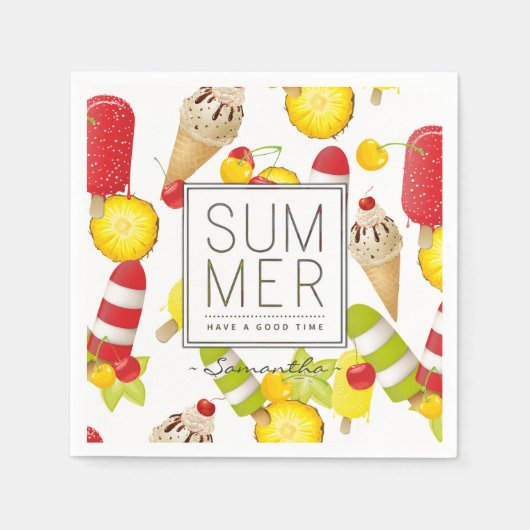 Summer Fruits and Ice-Cream Fun Servet (Voorkant)