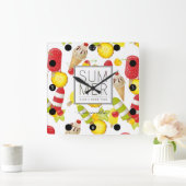 Summer Fruits and Ice-Cream Fun Vierkante Klok (Huis)