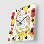 Summer Fruits and Ice-Cream Fun Vierkante Klok (Hoek)
