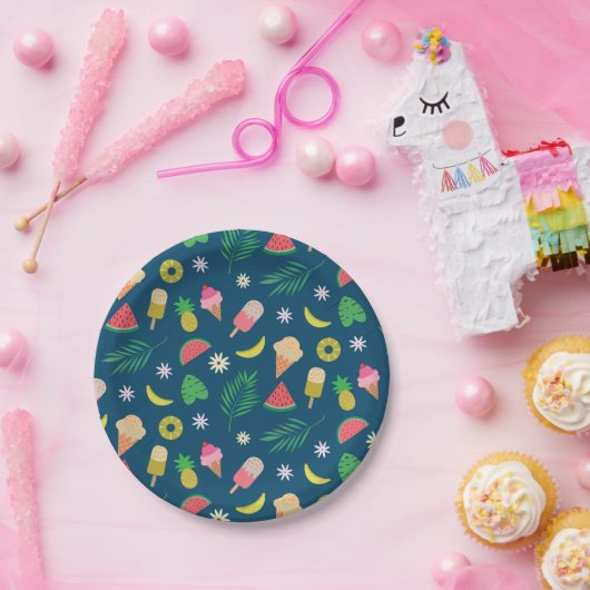 Summer fruits and ice cream  pattern papieren bordje (Feest)