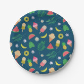 Summer fruits and ice cream  pattern papieren bordje (Voorkant)