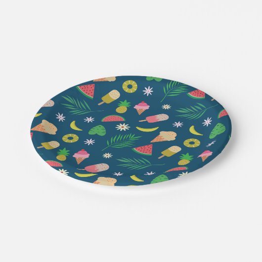 Summer fruits and ice cream  pattern papieren bordje (Gekanteld)