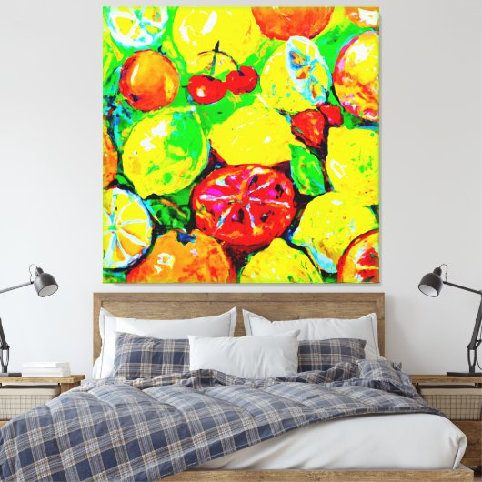 "Summer Fruits" — Cute Art. Nu kopen Canvas Afdruk (Insitu (Slaapkamer))