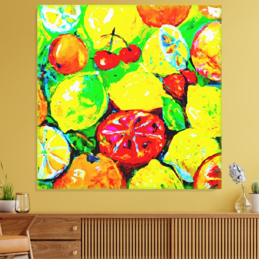"Summer Fruits" — Cute Art. Nu kopen Canvas Afdruk (Insitu (Woonkamer))