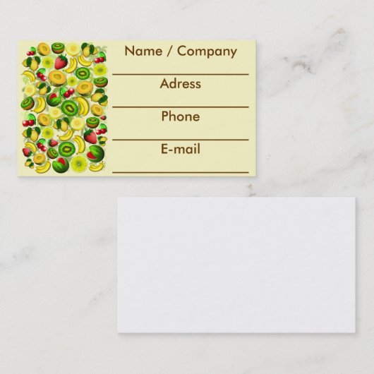 Summer Fruits Juicy Pattern Visitekaartjes (Voorkant / Achterkant)