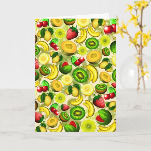 Summer Fruits Juicy Pattern Wenskaart Kaart (Gele Bloem)