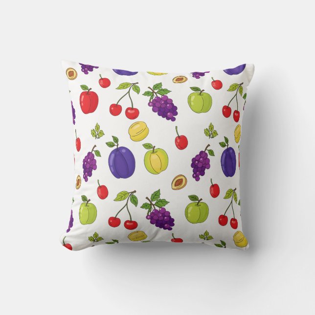 Summer Fruits Pattern – Kleurrijk Seizoensgebonden Kussen (Voorkant)