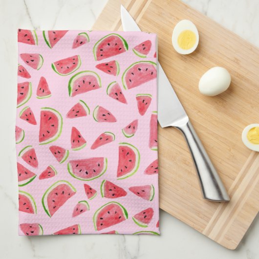 Summer Fruity Fun Watermeloenen Waterverf Colorful Theedoek (Quarter Fold)