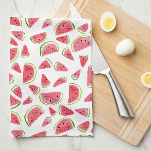 Summer Fruity Fun Watermeloenen Waterverf Colorful Theedoek (Quarter Fold)