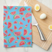 Summer Fruity Fun Watermelons Waterverf Blue Theedoek (Quarter Fold)