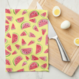 Summer Fruity Fun Watermelons Waterverf Yellow Theedoek