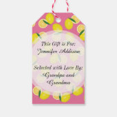 Summer Fruity Yellow Lemons op Roze Cadeaulabel (Achterkant)