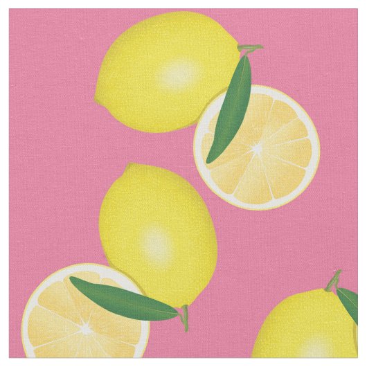 Summer Fruity Yellow Lemons op Roze Stof (Close Up)