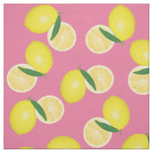 Summer Fruity Yellow Lemons op Roze Stof (Swatch)