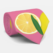 Summer Fruity Yellow Lemons op Roze Stropdas (Opgerold)