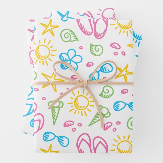 Summer Fun1 Wrapping Paper Flat Sheet Set 3 (In situ)
