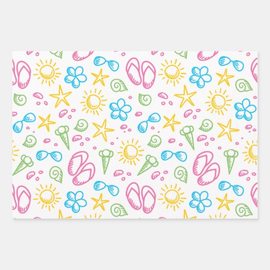 Summer Fun1 Wrapping Paper Flat Sheet Set 3 (Voorkant)