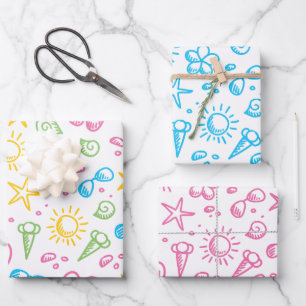 Summer Fun1 Wrapping Paper Flat Sheet Set 3