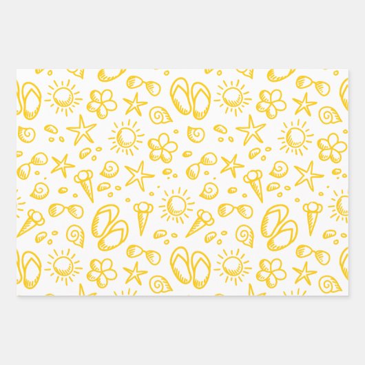 Summer Fun2 Wrapping Paper Flat Sheet Set of 3 (Voorkant 3)
