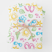 Summer Fun2 Wrapping Paper Flat Sheet Set of 3 (In situ)