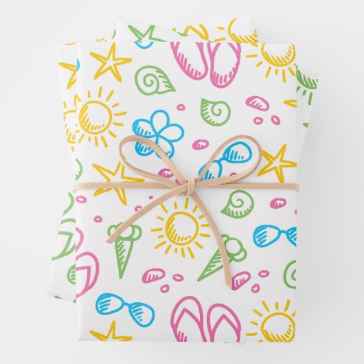 Summer Fun2 Wrapping Paper Flat Sheet Set of 3 (In situ)