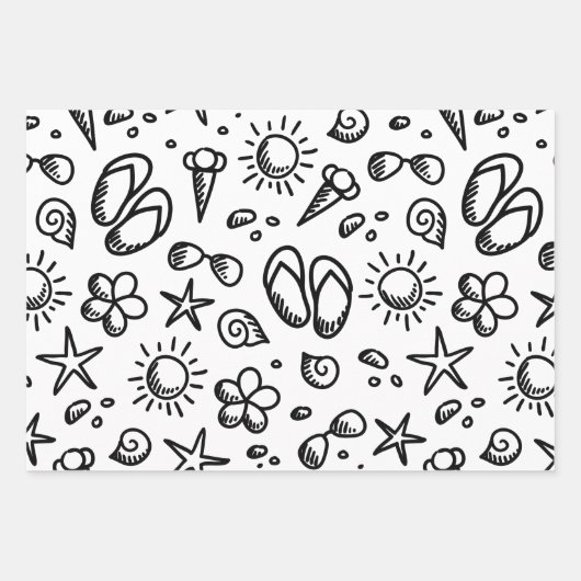 Summer Fun B&W Inpakpapier Vel (Voorkant 3)