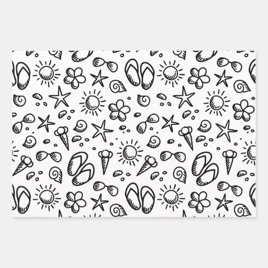 Summer Fun B&W Inpakpapier Vel (Voorkant 2)