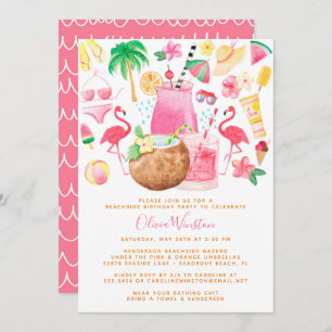 Summer Fun Beach Lover Birthday Party Kaart