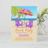 Summer Fun Beach Party-uitnodigingen Kaart (Staand voorkant)