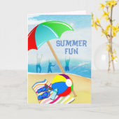 Summer Fun Beach Scene with People in Water Kaart (Gele Bloem)