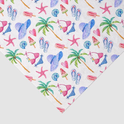 Summer Fun Bikini, Teenslippers, Palm Trees Tissuepapier (Detail)