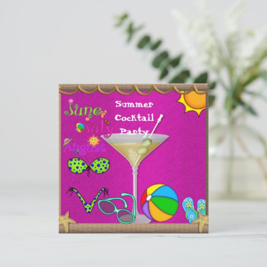 Summer Fun Cocktail Pool Kaart (Staand voorkant)