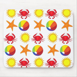 Summer Fun Crab Beach Ball Sunshine Starfish Muismat