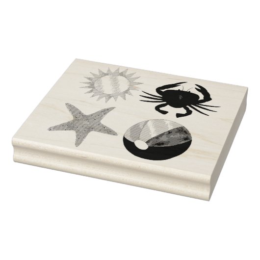 Summer Fun Crab Beach Ball Sunshine Starfish Rubberstempel (Stempel)