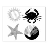 Summer Fun Crab Beach Ball Sunshine Starfish Rubberstempel (Afrduk)