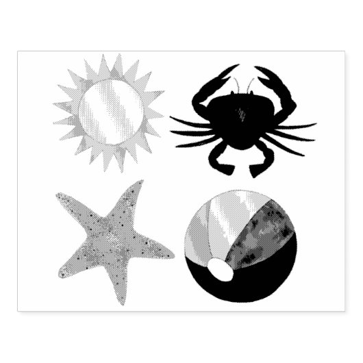 Summer Fun Crab Beach Ball Sunshine Starfish Rubberstempel (Afrduk)