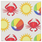 Summer Fun Crab Beachball Sunshine Beach Vacking Stof (Close Up)