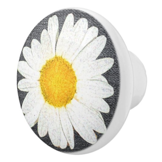 Summer Fun Daisy Flower on Grey Keramische Knop (Rechts)
