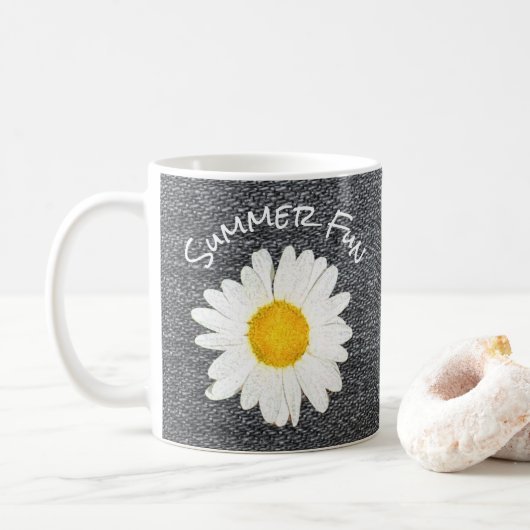 Summer Fun Daisy Flower on Grey Personalized Koffiemok (Met donut)