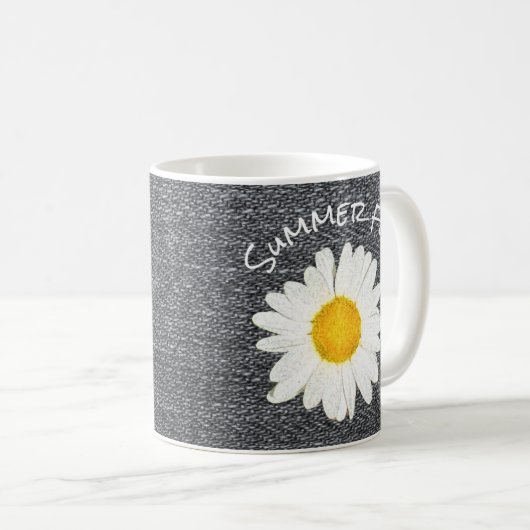 Summer Fun Daisy Flower on Grey Personalized Koffiemok (Voorkant rechts)