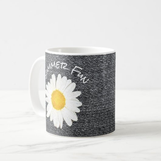Summer Fun Daisy Flower on Grey Personalized Koffiemok (Voorkant links)